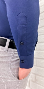 Koszula męska granatowa długi rękaw ze stójką slim fit vp3