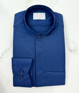 Koszula męska granatowa długi rękaw ze stójką slim fit vp3