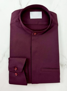 Koszula męska bordowa długi rękaw ze stójką slim fit vp3