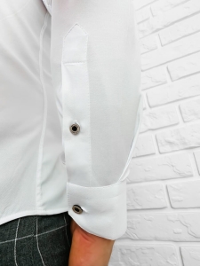 Koszula męska biała ze stójką okrągłe guziki slim fit Stylovy 1966