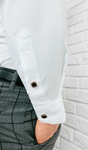 Koszula męska biała ze stójką slim fit kwadratowe guziki Stylovy 1965