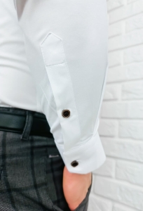 Koszula męska biała ze stójką slim fit kwadratowe guziki Stylovy 1964