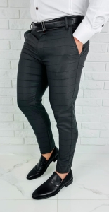 Ciemnoszare eleganckie spodnie slim fit w czarną kratę 2034