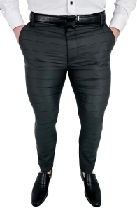 Ciemnoszare eleganckie spodnie slim fit w czarną kratę 2034