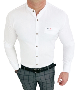 Koszula męska biała oxford ze stójką slim fit znaczek Stylovy 2007