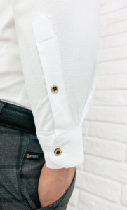 Koszula męska biała oxford ze stójką slim fit znaczek Stylovy 2007