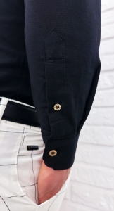 Koszula męska z długim rękawem czarna slim fit oxford Stylovy 1969