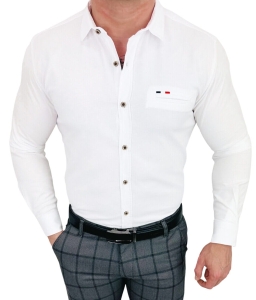 Koszula męska z długim rękawem biała slim fit oxford Stylovy 1969