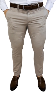 Beżowe spodnie materiałowe chinosy męskie slim fit Stylovy M-100 326