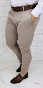 Beżowe spodnie materiałowe chinosy męskie slim fit Stylovy M-100 326