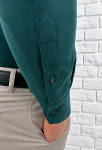 Koszula męska butelkowa zieleń ze stójką slim fit oxford Stylovy 2069