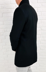 Płaszcz z wełną męski czarny długi Stylovy 9300s