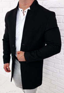 Płaszcz z wełną męski czarny długi Stylovy 9300s