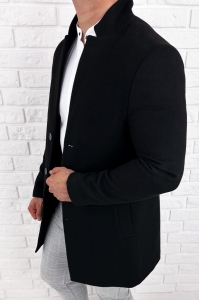 Płaszcz z wełną męski czarny długi Stylovy 9300s