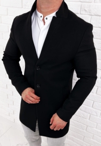 Płaszcz z wełną męski czarny długi Stylovy 9300s