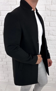 Płaszcz z wełną męski czarny długi Stylovy 9300s