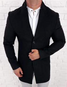 Płaszcz z wełną męski czarny długi Stylovy 9300s