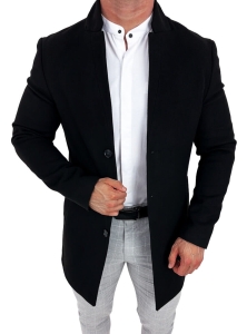 Płaszcz z wełną męski czarny długi Stylovy 9300s