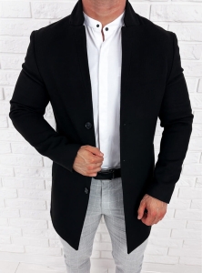 Płaszcz z wełną męski czarny długi Stylovy 9300s