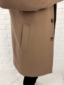 Płaszcz z wełną męski długi camelowy Stylovy 9300s