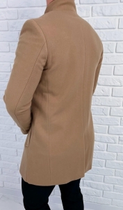 Płaszcz z wełną męski długi camelowy Stylovy 9300s