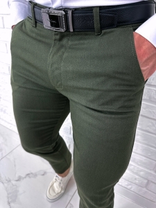 Spodnie męskie materiałowe chinosy khaki slim fit 3018