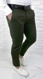 Spodnie męskie materiałowe chinosy khaki slim fit 3018