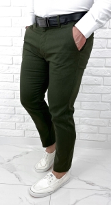 Spodnie męskie materiałowe chinosy khaki slim fit 3018