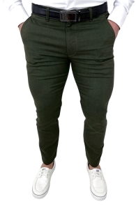Spodnie męskie materiałowe chinosy khaki slim fit 3018
