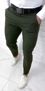 Spodnie męskie materiałowe chinosy khaki slim fit 3018