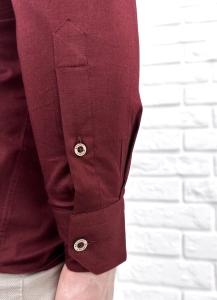 Koszula męska ze stójką bordowa slim fit zapinana do połowy 1966