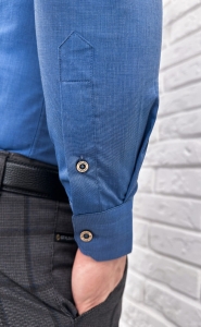 Koszula męska ze stójką granatowa slim fit Stylovy 207