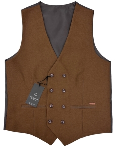 Kamizelka męska elegancka garniturowa brązowa 1749