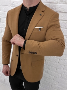 Marynarka męska karmelowa casual slim fit 1307