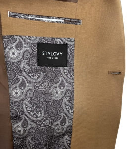 Marynarka męska karmelowa casual slim fit 1307