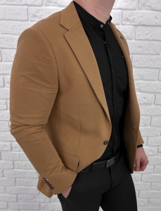 Marynarka męska karmelowa casual slim fit 1307