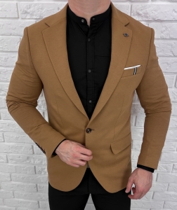 Marynarka męska karmelowa casual slim fit 1307