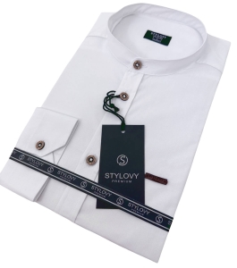 Biała koszula męska ze stójką slim fit Stylovy 207