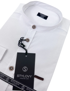 Biała koszula męska ze stójką slim fit Stylovy 207