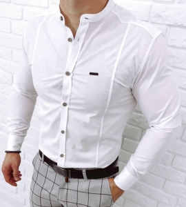 Biała koszula męska ze stójką slim fit Stylovy 207