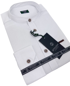 Biała koszula męska ze stójką slim fit Stylovy 207
