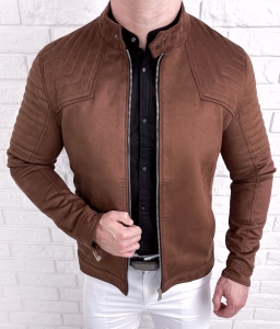 Kurtka biker zamszowa męska camel M-7196 Stylovy