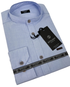 Koszula męska ze stójką jasnoniebieska slim fit Stylovy 207