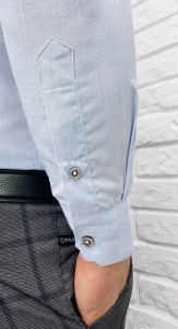 Koszula męska ze stójką jasnoniebieska slim fit Stylovy 207