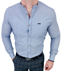 Koszula męska ze stójką slim fit popielata Stylovy 207
