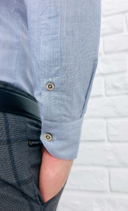Koszula męska ze stójką slim fit popielata Stylovy 207