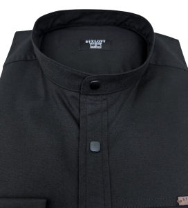 Koszula męska czarna ze stójką slim fit zapinana na napy 1963-N