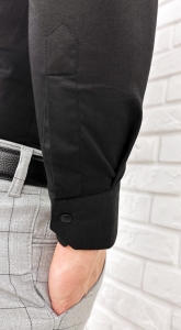 Koszula męska czarna ze stójką slim fit zapinana na napy 1963-N
