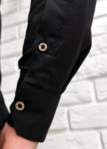 Koszula męska ze stójką czarna slim fit zapinana do połowy 1966