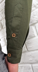 Koszula męska khaki ze stójką slim fit kwadratowe guziki Stylovy 1964